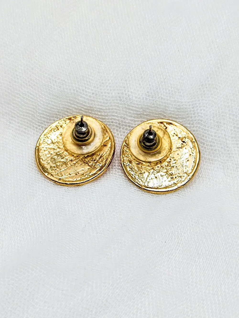 Vintage Colorful Pink And Gold Round Earrings